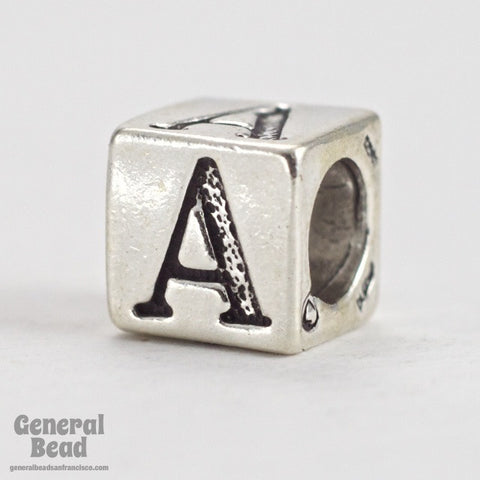 5mm Sterling Silver "A" Alphabet Cube-General Bead