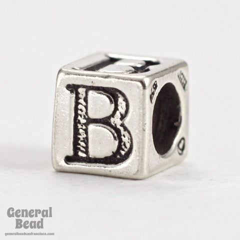 5mm Sterling Silver "B" Alphabet Cube-General Bead