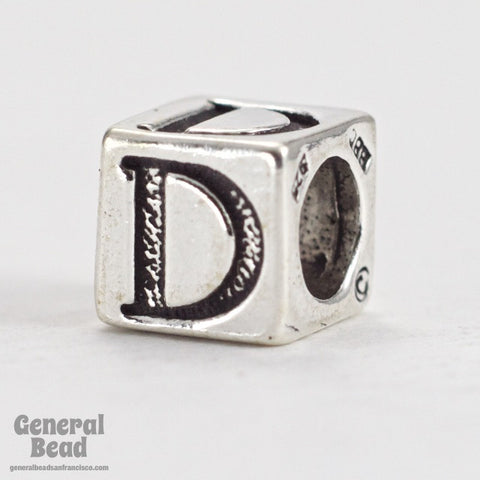 5mm Sterling Silver "D" Alphabet Cube-General Bead