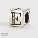 5mm Sterling Silver "E" Alphabet Cube-General Bead