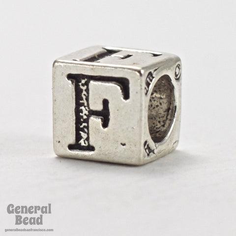 5mm Sterling Silver "F" Alphabet Cube-General Bead