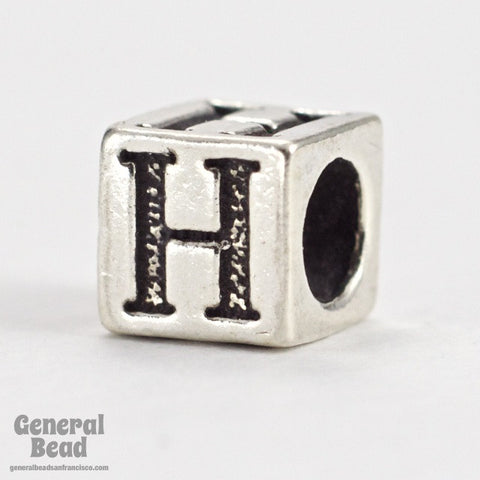 5mm Sterling Silver "H" Alphabet Cube-General Bead