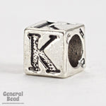 5mm Sterling Silver "K" Alphabet Cube-General Bead