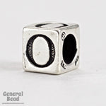 5mm Sterling Silver "O" Alphabet Cube-General Bead