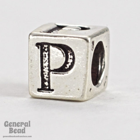 5mm Sterling Silver "P" Alphabet Cube-General Bead