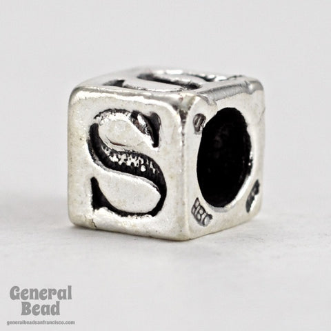 5mm Sterling Silver "S" Alphabet Cube-General Bead