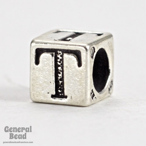 5mm Sterling Silver "T" Alphabet Cube-General Bead