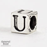5mm Sterling Silver "U" Alphabet Cube-General Bead