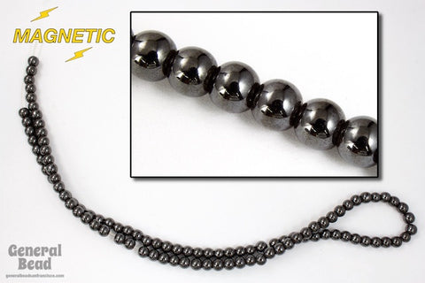 16" 4mm Round Magnetic Hematite Strand #SP23-General Bead