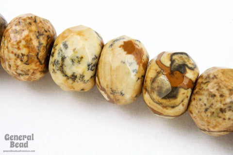 5mm x 8mm Picture Jasper Faceted Rondelle Strand #SP33-General Bead