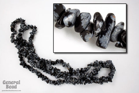 36" Snowflake Obsidian Chip Strand #SP75-General Bead