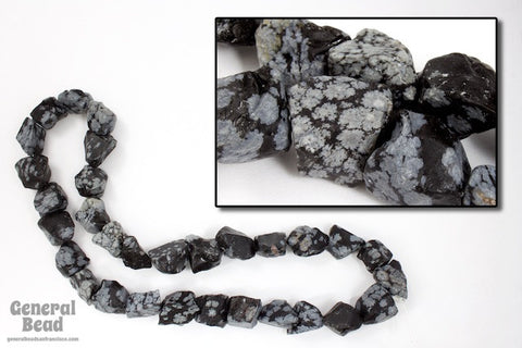 16" Rough Cut Snowflake Obsidian Strand #SP77-General Bead
