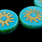 22mm Tropical Blue/Gold/Picasso Sun Coin Bead #SUN002-General Bead