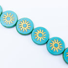 22mm Tropical Blue/Gold/Picasso Sun Coin Bead #SUN002-General Bead
