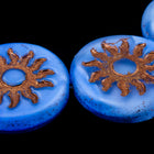 22mm Cornflower/Bronze Sun Coin Bead #SUN003-General Bead