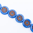 22mm Cornflower/Bronze Sun Coin Bead #SUN003-General Bead