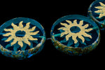 22mm Pacific Blue/Gold/Picasso Sun Coin Bead #SUN004-General Bead