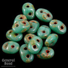 2.5mm x 5mm Turquoise Picasso Czech Super Duo Tube-General Bead