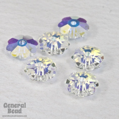 Swarovski 3700 10mm Crystal AB Marguerite Unfoiled Sew-On Crystal-General Bead
