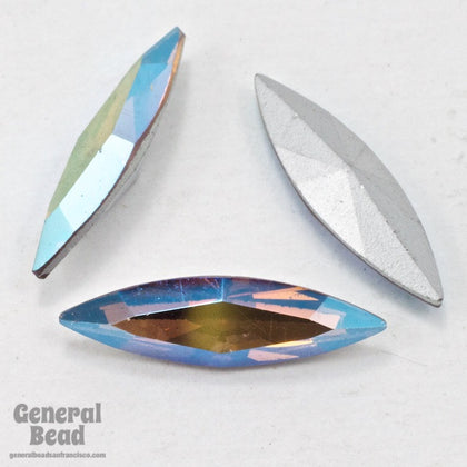 Vintage Swarovski Article 4200 5mm x 18mm Light Smoked Topaz AB Navette-General Bead