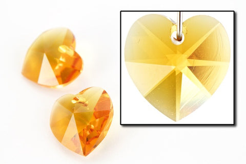 10.3mm x 10mm Swarovski 6202 Topaz Heart Drop-General Bead