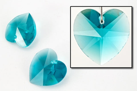 14.4mm x 14mm Swarovski 6202 Blue Zircon Heart Drop-General Bead