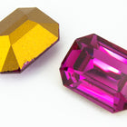 Vintage Swarovski 4600 13mm x 18mm Fuchsia Faceted Rectangle-General Bead