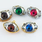 Gold Setting with 4 Holes for Swarovski 4775 18mm Eye Cabobochon #4775/S-G-General Bead