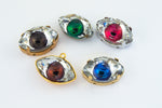 Gold Setting with 4 Holes for Swarovski 4775 18mm Eye Cabobochon #4775/S-G-General Bead
