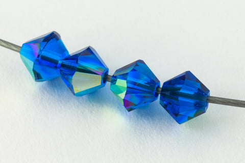 Swarovski 5328 Capri Blue AB Bicone (3mm, 4mm)-General Bead