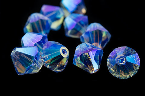 Swarovski 5301/5328 Light Sapphire AB 2X Bicone (4mm, 6mm