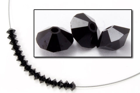 Swarovski 5305 3mm x 5mm Jet Flat Bicone Rondelle Spacer (12 Pcs)-General Bead