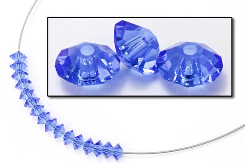 Swarovski 5305 3mm x 5mm Sapphire Flat Bicone Rondelle Spacer (12 Pcs)-General Bead