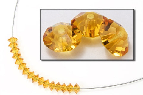 Swarovski 5305 3mm x 5mm Topaz Flat Bicone Rondelle Spacer-General Bead