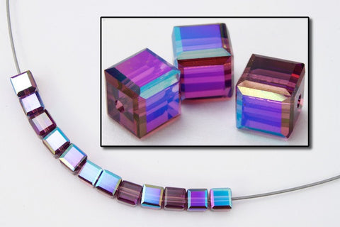 4mm Swarovski 5601 Amethyst AB Cube Bead-General Bead