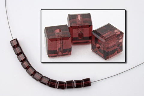 Swarovski 5601 Burgundy Cube Bead-General Bead