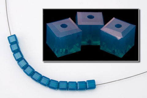Swarovski 5601 Caribbean Blue Opal Cube Bead-General Bead