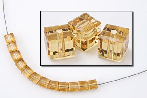 Swarovski 5601 Light Colorado Topaz Cube Bead-General Bead