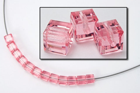 Swarovski 5601 Light Rose Cube Bead-General Bead