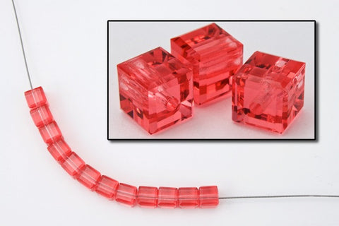 Swarovski 5601 Padparadscha Cube Bead-General Bead