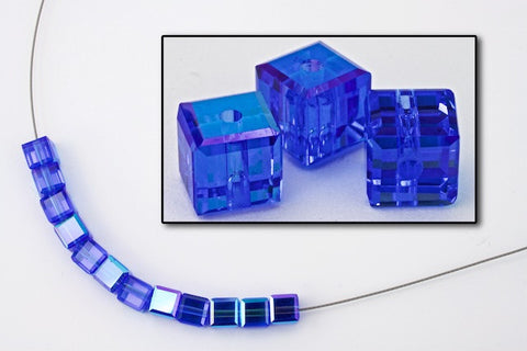 Swarovski 5601 Sapphire AB Cube Bead-General Bead