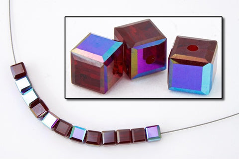 Swarovski 5601 Siam AB Cube Bead-General Bead