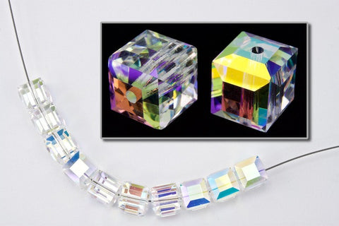 Swarovski 5601 Crystal AB Cube Bead-General Bead