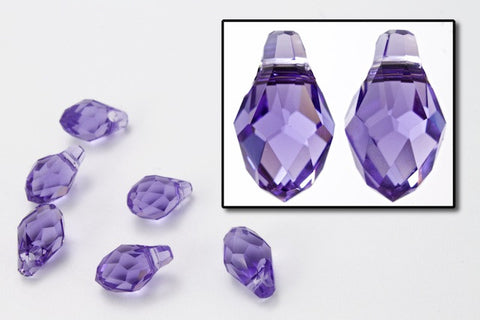 Swarovski 6007 4mm x 7mm Tanzanite Briolette Pendant-General Bead