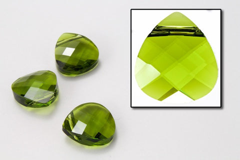 Swarovski 6012 10mm x 11mm Olivine Flat Briolette Pendant-General Bead