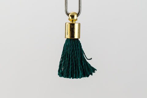 17mm-20mm Gold and Emerald Tassel #TAA007-General Bead