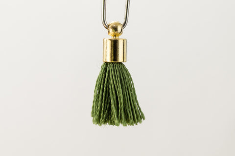 17mm-20mm Gold and Olive Tassel #TAA012-General Bead