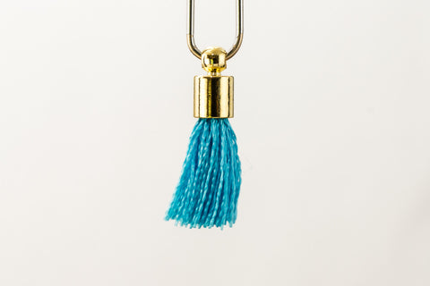 17mm-20mm Gold and Turquoise Tassel #TAA016-General Bead
