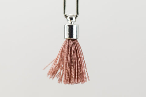 17mm-20mm Silver and Dusty Rose Tassel #TAB006-General Bead