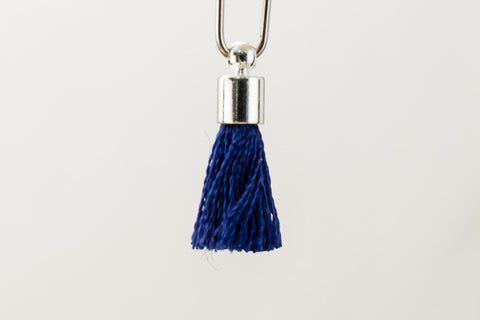 17mm-20mm Silver and Navy Tassel #TAB011-General Bead